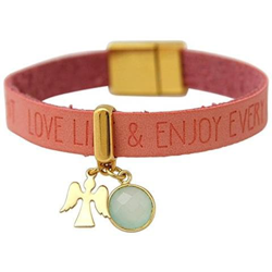 Braccialetto - Angelo - Placcato Oro 18k - Wishes - Rosa - Calcedonio - Verde Mare - Chiusura Magnetica precio