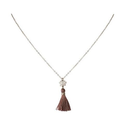 Donna - Collana - Ciondolo - Argento 925 - Fiore Di Loto - Nappa - Rosa - Yoga - 45 Cm