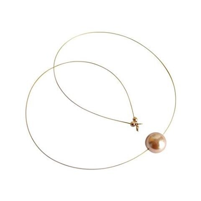 Collana - Perla - Champagne - Placcato Oro 18k - 45 Cm
