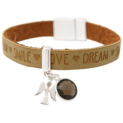 Braccialetto - Angelo - Argento 925 - Wishes - Marrone - Nocciola - Quarzo Fume - Chiusura Magnetica