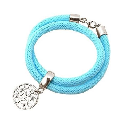 Braccialetto Doppio - Argento 925 - Albero Della Vita - Azzurro