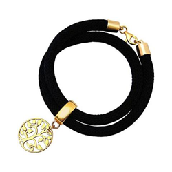 Braccialetto Doppio - Argento 925 - Placcato Oro 18k - Albero Della Vita - Nero características