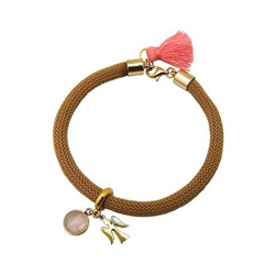 Braccialetto - Placcato Oro 18k - Gemme Naturali - Quarzo Rosa - Angelo - Marrone características