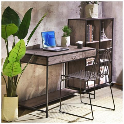 Scrivania In Legno Industriale 1 Cassetto In Noce