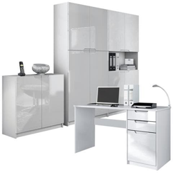 Set Di Mobili Per Ufficio Silvano In Bianco Opaco E Bianco Lucido precio