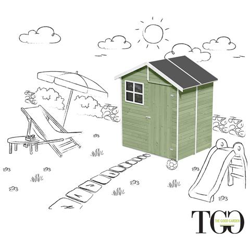 Casetta In Legno Con Porta E Finestra Per Sdraie E Giochi Jenny Verde 210 X 148 Cm en oferta