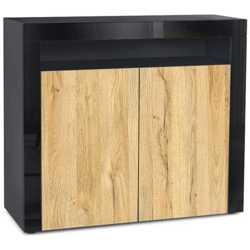 Comodino Torino In Rovere Nero Opaco E Naturale en oferta