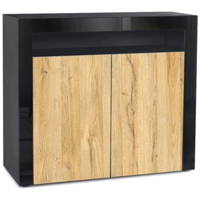 Comodino Torino In Rovere Nero Opaco E Naturale