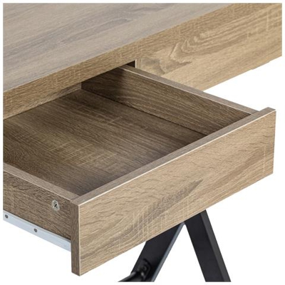 Scrivania Grigia 1 Cassetto In Metallo Faggio Nero