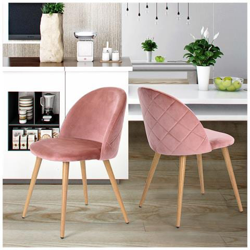 Set Di 2 Sedie Da Pranzo In Velluto Rossa Scandinavo características