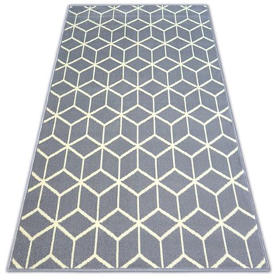 Tappeto Bcf Base Cube 3956 Quadri Grigio Toni Grigio E Argento 200x300 Cm