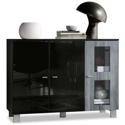 Credenza Alessandria In Nero Opaco E Avola Antracite