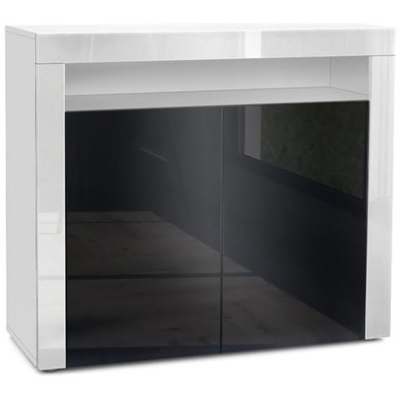 Comodino Torino In Bianco Opaco E Nero Lucido