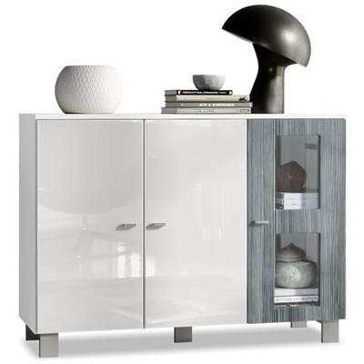 Credenza Alessandria In Bianco Opaco E Avola Antracite