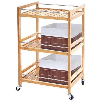 Carrello Portavivande Multiuso Con Ceste Portaoggetti Hwc-d91 Legno Bambù