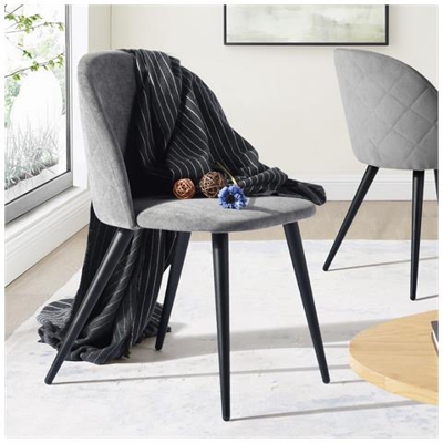 Un Sacco Di 2 Sedie Da Pranzo In Tessuto Di Spugna Grigio