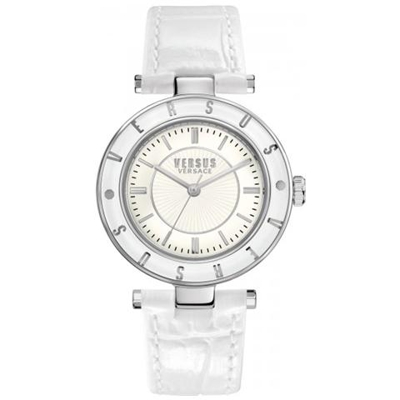 Orologio Sp812 Solo Tempo Donna con Cinturino Pelle Bianco Quadrante E Ghiera Bianca Con Logo Moda