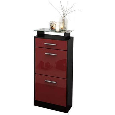 Armadio Scarpiera Verona V2 In Nero Opaco E Bordolese Lucido