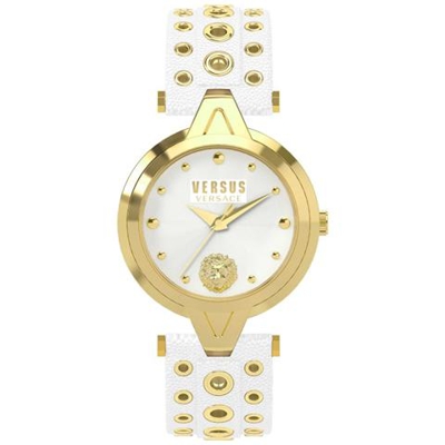 Orologio Sci04 Donna Solo Tempo con Cinturino Bianco Borchiato Cassa Oro Moda