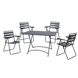 Set Pranzo Da Giardino Pieghevole In Acciaio características