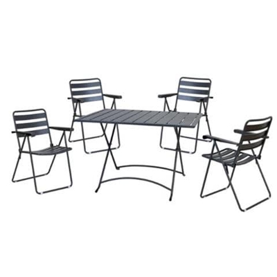 Set Pranzo Da Giardino Pieghevole In Acciaio