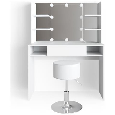 Vicco Led Toeletta Da Trucco Daenerys Bianco Toilette Toeletta Make-up Specchio Sgabello