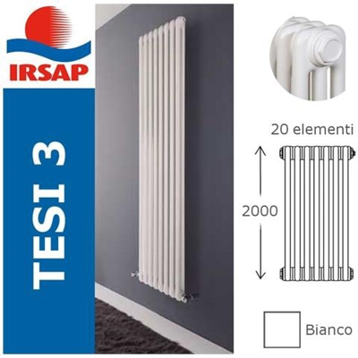 Radiatore Tesi, 3 Colonne, Bianco - 180 Cm 5 Elementi