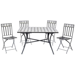Set Tavolo Rettangolare + 4 Sedie Pieghevoli Mosaico Arredo Esterno S1011006 características