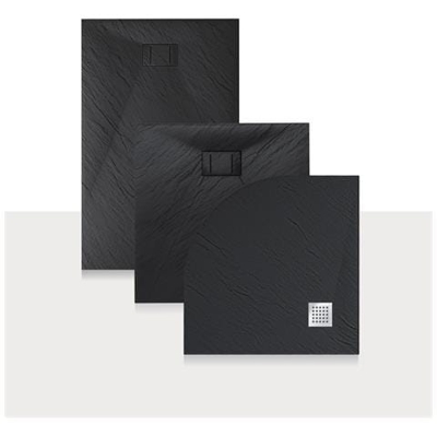 Piatto Doccia 90x150x2,6 Cm Rettangolare Antracite Effetto Pietra Mod. Blend