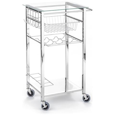 Fox Carrello In Metallo Cromato E Vetro