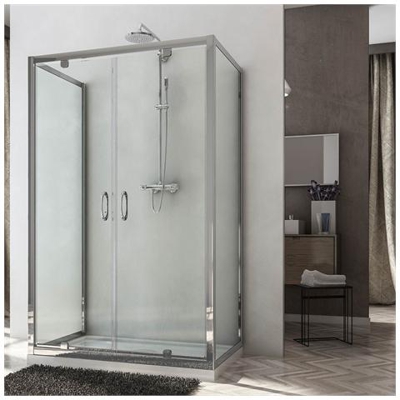 Box Doccia 3 Lati 70x120x70 Cm H185 Trasparente Mod. Sintesi Trio 2 Ante