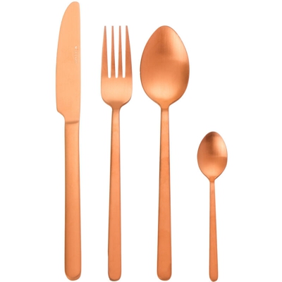 Set di Posate Liria Opaco 16 pz Metallo Oro rosa opaco - Sklum