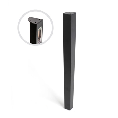 Gamba quadrata, Acciaio, Nero Satinato, 702 mm di altezza. Marchio REI
