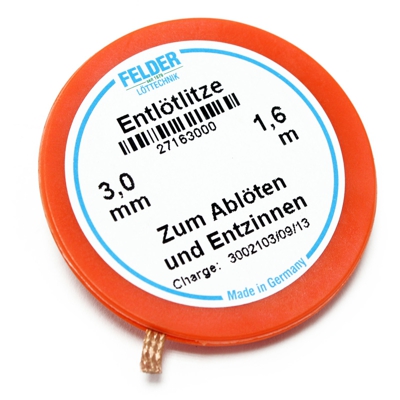 Filo di dissaldat. della Felder imbevuto di flussante arancia 1.6m 3,0mm - FELDER LöTTECHNIK