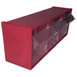 Mobil Plastic - Cassettiera madia per minuterie, 3 cassetti basculanti, mis. 600 L x 210 P x 242 H mm, colore rosso (3 Cassetti Basculanti - Rosso) características