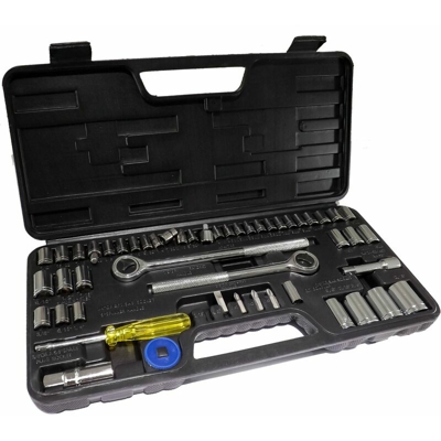 Kit Valigetta Chiavi A Cricchetto / Bussola In Acciaio Speciale 52 Pezzi 1242C - LUPEXSHOP