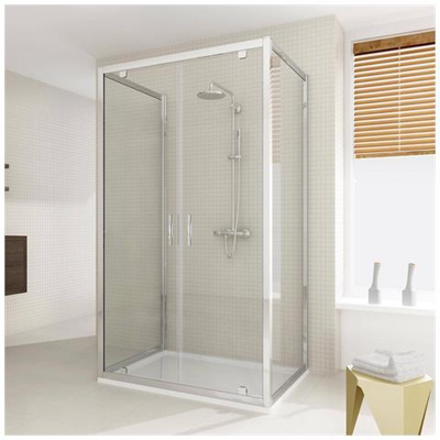 Box Doccia 3 Lati 75x120x75 Cm H198 Trasparente Mod. Cristal Trio 2 Ante
