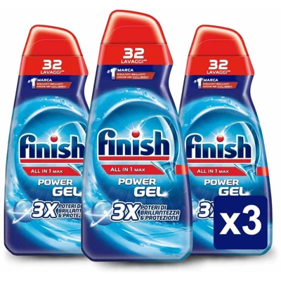 3 x Finish Detersivo Lavastoviglie Max Powergel Regular 650ml 96 Lavaggi - BAKAJI