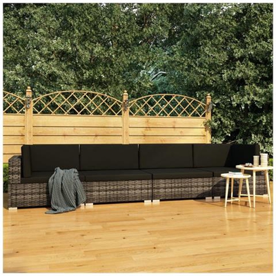 Set Divani Da Giardino 4 Pz Con Cuscini In Polyrattan Grigio
