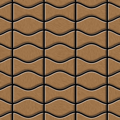 Mosaico metallo solido Titanio spazzolato Amber rame spesso 1,6 mm ALLOY Kismet & Karma-Ti-AB disegnato da Karim Rashid