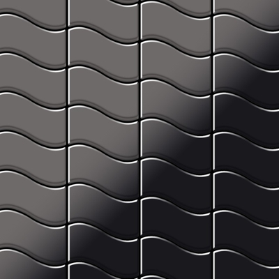 Mosaico metallo solido Titanio specchiato Smoke grigio scuro spesso 1,6 mm ALLOY Flux-Ti-SM disegnato da Karim Rashid