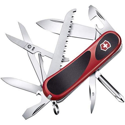 Coltellino svizzero Victorinox Evolution 18 2.4913.CB1 con 15 funzioni tra cui forbici e limetta per unghie -Nero/Rosso in blister