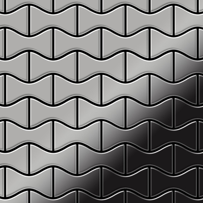 Mosaico metallo solido Acciaio inossidabile Marine specchiato grigio spesso 1,6 mm ALLOY Kismet-S-S-MM disegnato da Karim Rashid