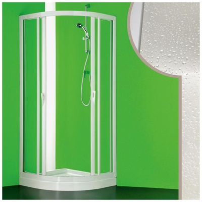 Box Doccia Semicircolare 75x75 Cm In Acrilico Mod. Marte Con Apertura Scorrevole