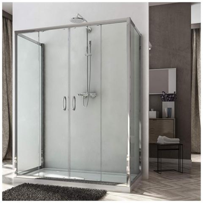 Box Doccia 3 Lati 80x180x80 Cm H185 Trasparente Mod. Replay Trio 2 Ante