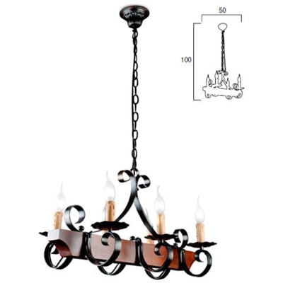 I-252/00200 - Lampadario rustico con lampade simil candele 40 watt E14