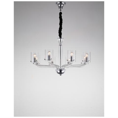 I-AURORA-8 TR - Lampadario sospeso a otto bracci di colore trasparente 40 watt E14