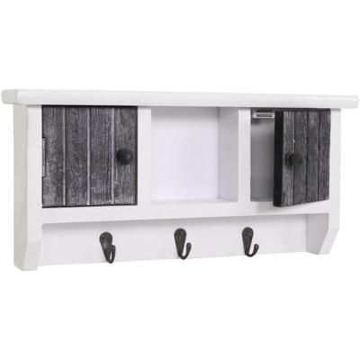 Portachiavi attaccapanni pensile HWC-A48 legno di paulonia grigio - MENDLER