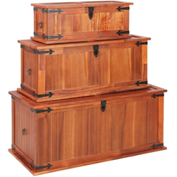 Cassapanche 3 pz in Legno Massello di Acacia - ASUPERMALL precio