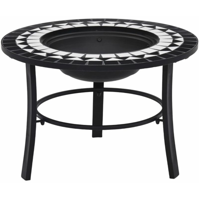 Braciere con Mosaico Nero e Bianco 68cm in Ceramica - ASUPERMALL